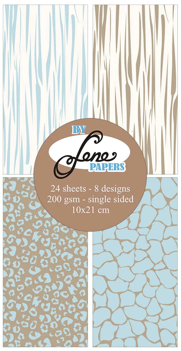 BLP221 By Lene Paperpad Wild Baby Blue 10x21 karton papir blok leopard giraf tiger striber