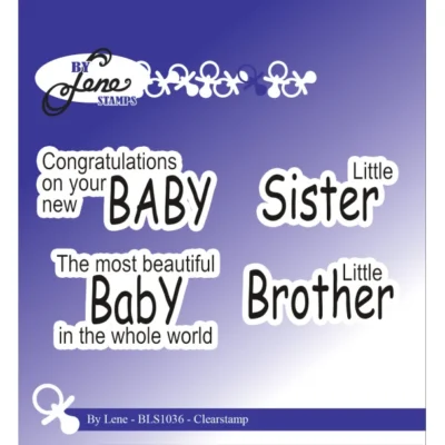 By Lene Design Stamp bls1036 Engelske tekster baby sister brother