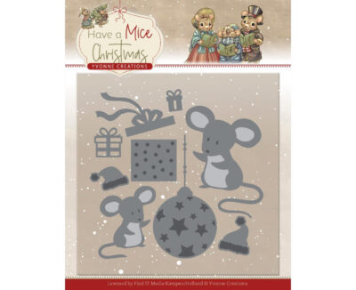 YCD10252 Yvonne Creations Have a Mice Christmas cutting die mus mouse julemus julekugle nissehue julegaver julepynt