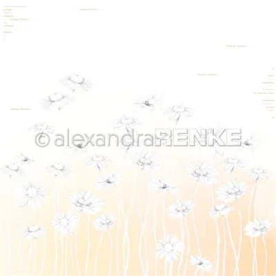 10.3010 Alexandra Renke Design Paper Daisies on Gradient Yellow Orange cutting die blomster daisy karton papir