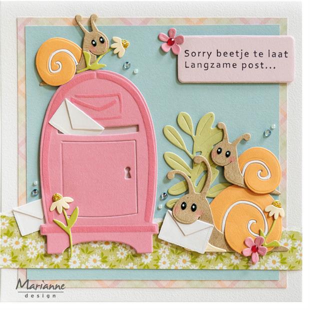 COL1526 Marianne design dies Eline's Snail Family cutting die snegle blomster
