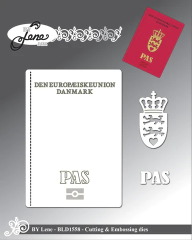 BLD1558 BY Lene die Danish Passport cutting die pasfoto dansk pas flyrejse