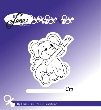 BLS1245 BY Lene Clearstamp Elefant - Cm stempel stempler lineal navngivning barnedåb