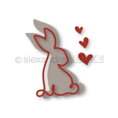 D-AR-Ti0093 Alexandra Renke die Artist Rabbit 2 cutting die kanin hare påskehare hjerter