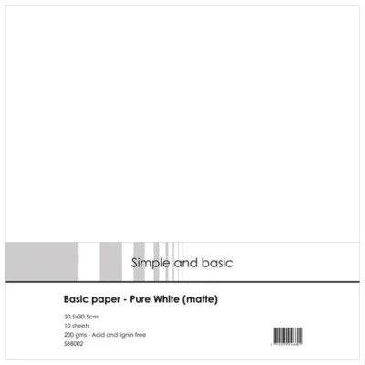 SBB002 Simple and Basic Basic Paper - Pure White Matte hvidt karton mat