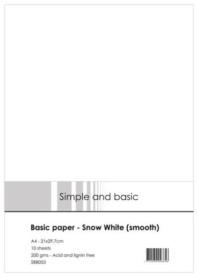 SBB053 Simple and Basic Basic Paper - Snow White Smooth hvidt karton glittet