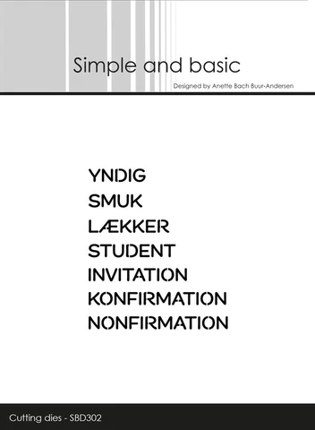 SBD302 Simple and Basic die Cut Words - Danske Tekster #2 tekster yndig konfirmation student invitation