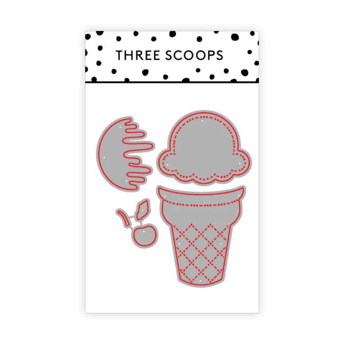 TSCD0153 Three Scoops die Icecream cutting die gammeldaws gammeldags isvaffel is kirsebær