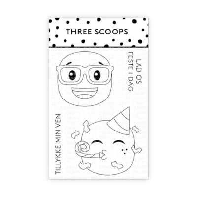 TSSM0238 Three Scoops stempel Smileys - Lad os feste i dag emojies festabe briller