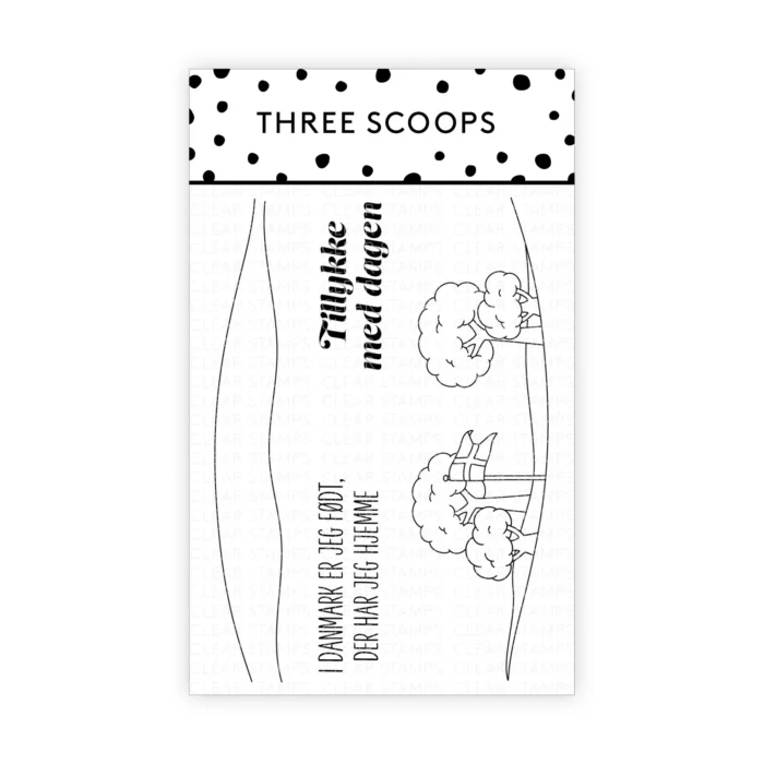 TSSM0249 Three Scoops stempel I Danmark er jeg født landskab stempel stempler tillykke med dagen