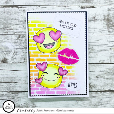 TSCD0213 Three Scoops die Smileys - #LOVE TSSM0237 Three Scoops stempel Smileys - #LOVE stempler emojies kiss kys love hjerter