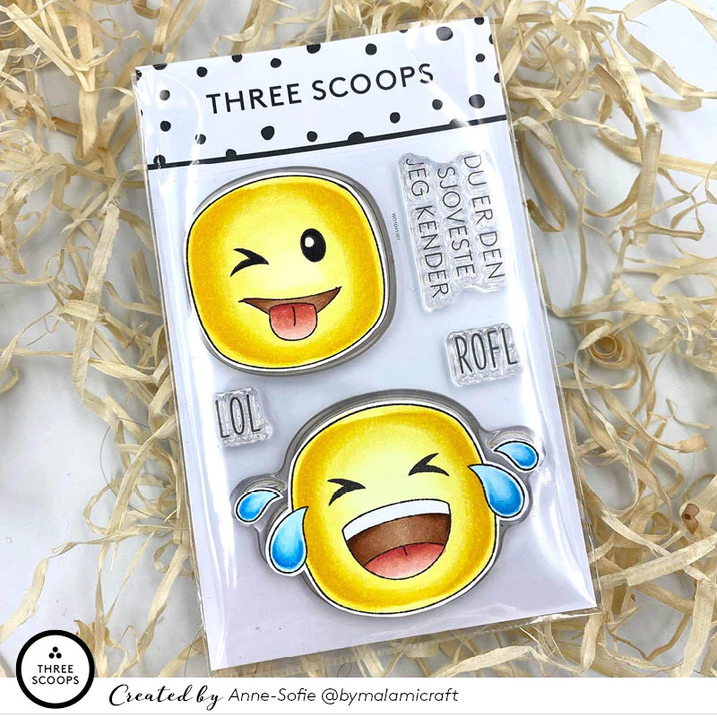 TSSM0236 Three Scoops stempel Smileys - LOL emoji rofl griner