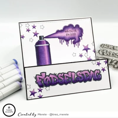 TSSS037 Grafitti tekster Three Scoops Design Stempel Fødselsdag Konfirmation Tillykke TSSM0251 Spraydåse - farverigt tillykke Three Scoops Design Stempel fødselsdag