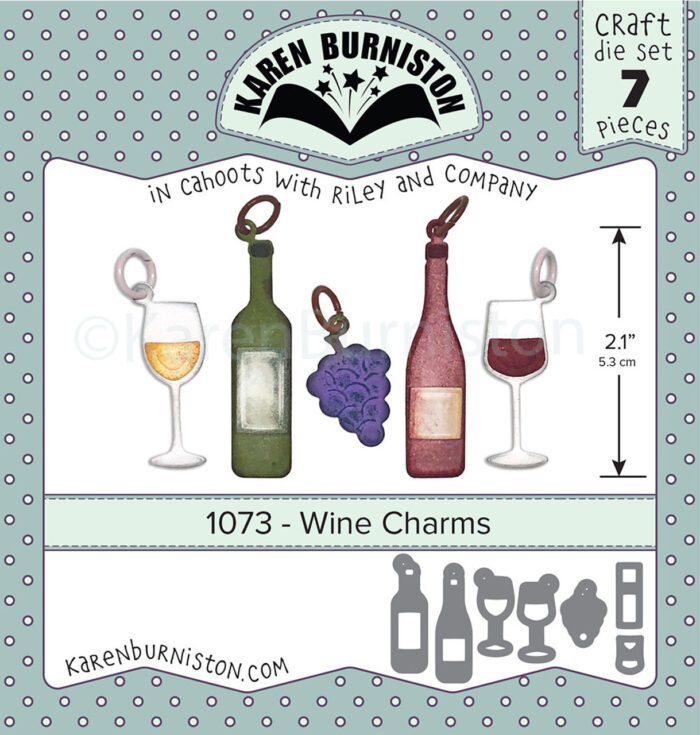 1073 Karen Burniston die Wine Charms vinflaske rødvin hvidvin vindruer vinglas