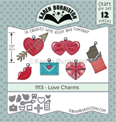 1113 Karen Burniston die Love Charms hjerter chokoladeplade milka kærlighedsbrev post kuvert
