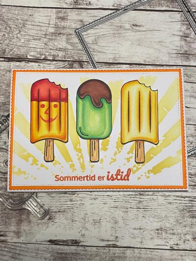 131544 Barto Design Clearstamp "Sommer & Sol" ispinde vaffel is filur champagnebrus københavnerstang kungfu is frisko ice cream stempel stempler