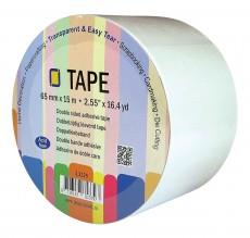 3.3225 Clear Doubled sided tape roll 15m x65mm dobbeltklæbende tape die-cuts