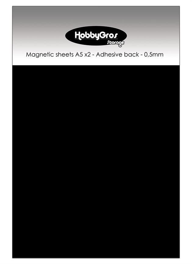 hobbygros-storage-magnetic-sheets-a5-2-pcs-adhesive-back-ss108 Magnetark Magnetiske sider Selvklæbende bagside Magnetplader magnetisk diesopbevaring