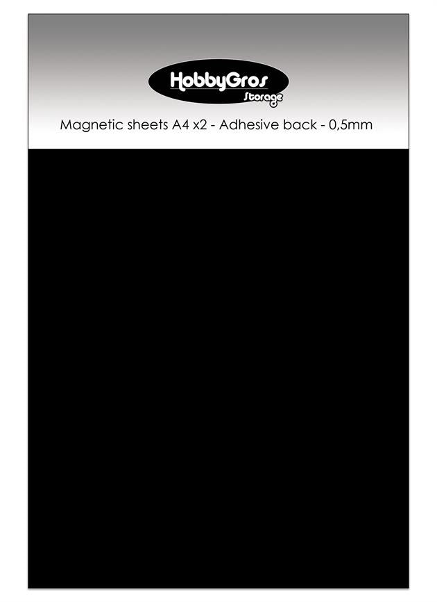 hobbygros-storage-magnetic-sheets-a4-2-pcs-adhesive-back-ss109 Magnetark Magnetiske sider Selvklæbende bagside Magnetplader magnetisk diesopbevaring