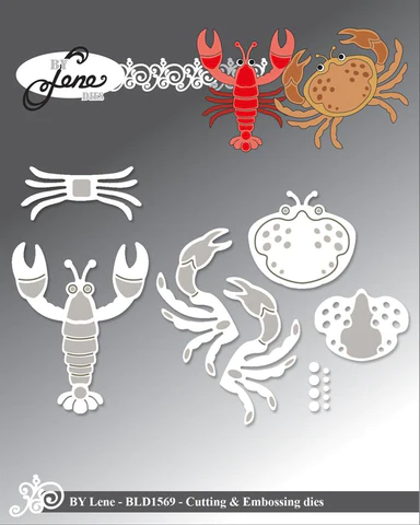 BLD1569 By Lene dies Crabs cutting die hummer krabbe kongekrabbe lobster