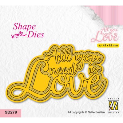 Nellie Snellen - Shape Die All You Need is Love Duer Turtelduer Bryllup Brudepar Kærlighed Beatles Sangtekst