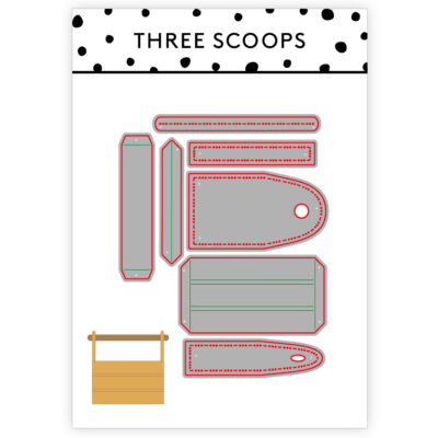 Three Scoops Værktøj Værktøjskasse Håndværker Frugtkasse Æblekasse legetøjskasse, ølkasse, blomsterkasse