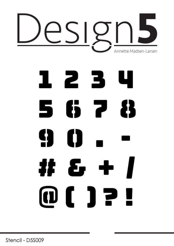 d5s009 Design5 Stencil Numbers Tal Bogstaver Symboler Tegn