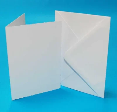 386568 Card/Envelopes A6 Deckled White 283 kortbase bøttekant
