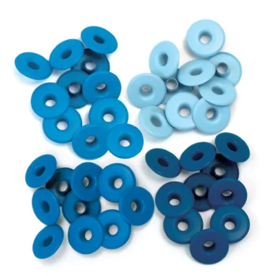 41590-9 We R Memory Keepers Wide Eyelets 32 pcs Blue blålige nuancer lyseblå mørkeblå ekstra brede eyelets WRMK