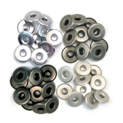 41596-1 We R Memory Keepers Wide Eyelets 32 pcs Cool Metal ekstra brede øjne hvide sølv sort WRMK