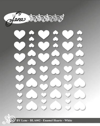 BLA002 By Lene Enamel Heart White 54 pcs. hvid enamel dots klistermærker hjerter