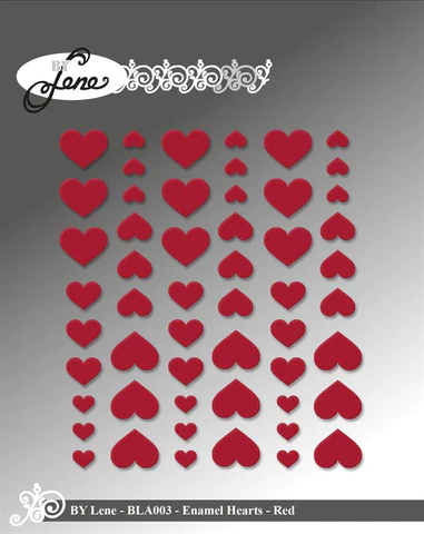 BLA003 By Lene Enamel Heart Red 54 pcs. røde hjerter klistermærker enamel prikker
