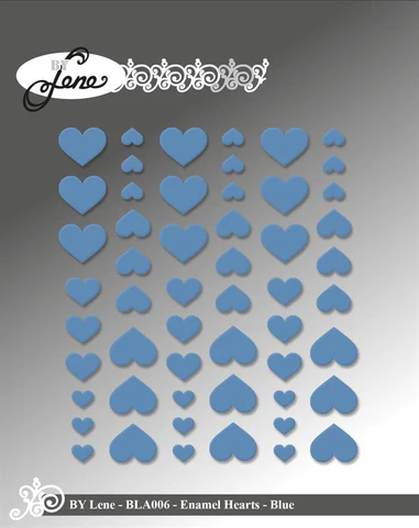BLA006 By Lene Enamel Heart Blue 54 pcs. blå klistermærker enameldots