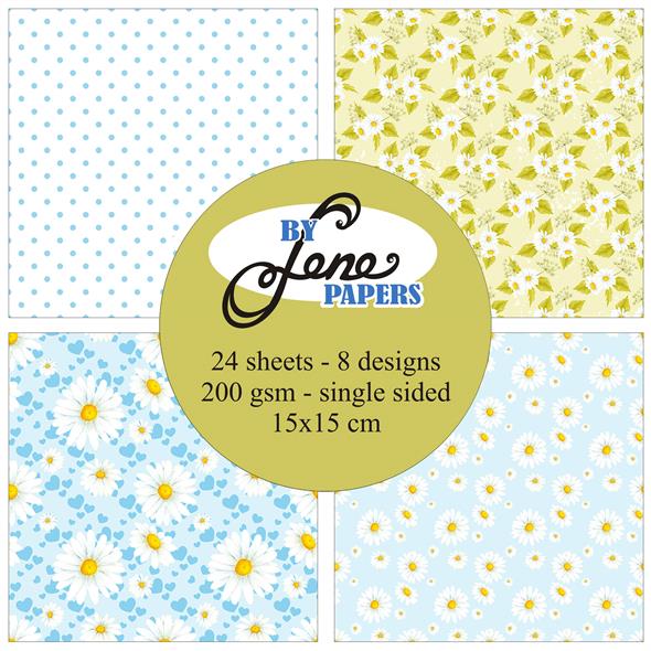BLP042 By Lene Paperpad Summer Love papir karton blok blomster margueritter prikker polkaprikker polkadots