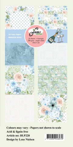 BLP228 By Lene Paperpad Summer Love 10x21 roser blomster hjerter tekster