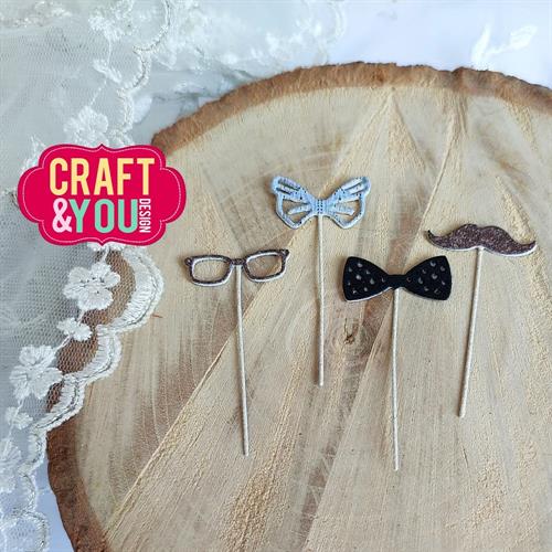 CW242 Craft & You dies Men's Attributes on Sticks pinde mustache briller butterfly