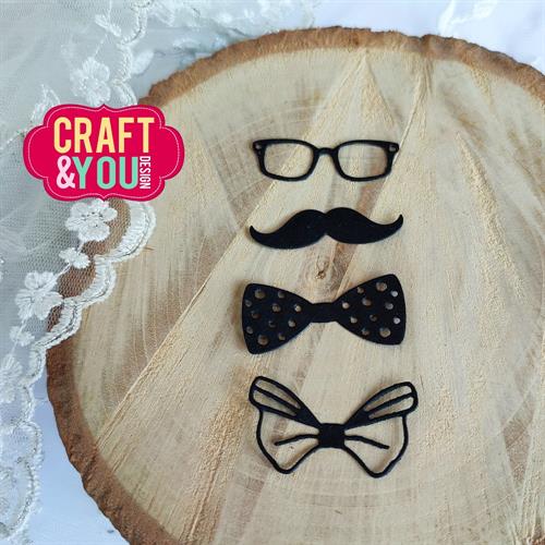CW243 Craft & You dies Men's Attributes briller mustache overskæg butterfly sløjfer