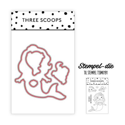 TSCD0267 Three Scoops stempel-die "Havfrue" den lille havfrue tumle sebastian ariel muslingeskaller