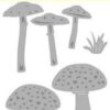 115633/0221 CraftEmotions Die - various mushrooms Card 5x10cm svampe paddehatte fluesvampe græstotter cutting die