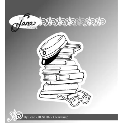 BLS1109 By Lene clearstamp Studenterhue bøger briller