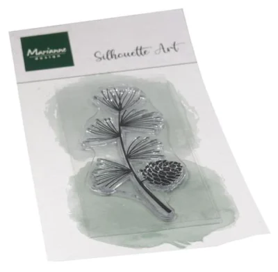 CS1145 Marianne Design clearstamp Silhouette Art Laryx lærketræ gren kogle grankogle