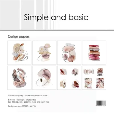 SBP720 Simple and Basic Design Papers Organic Shapes organiske former firkanter cirkler glimmer glitter