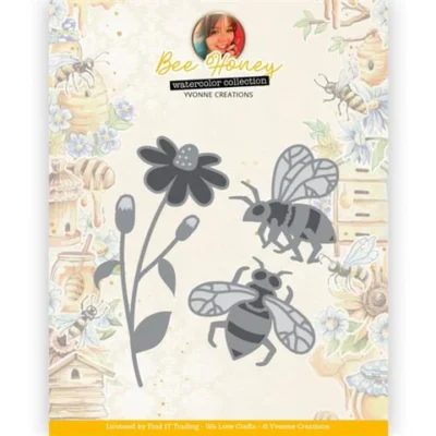 YCD10320 Yvonne Design dies Bees honningbier blomster hvepse bikuber