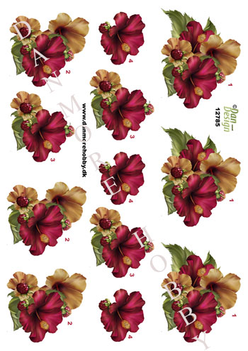 12785 Danmore Hobby Dan Design 3D ark Blomster - "Hibiscus Blomster" hawaii blomster