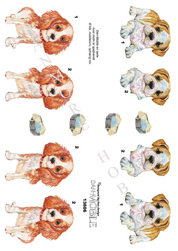 13606 Danmore Hobby Hundehvalpe hunde halsbånd klippeark 3D ark