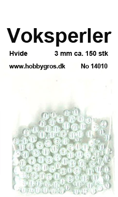 14010 Voksperler 3mm ca.150 stk HVIDE pynt
