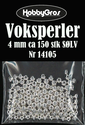 14105 Voksperler 4 mm ca. 150 stk SØLV pynt silver