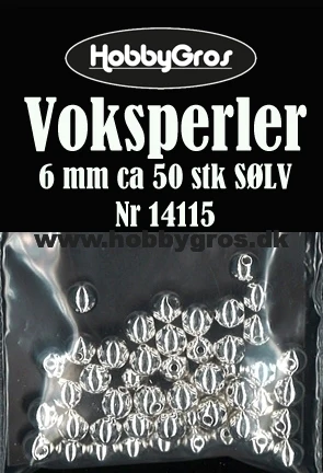 14115 Voksperler 6 mm ca. 50 stk SØLV pynt