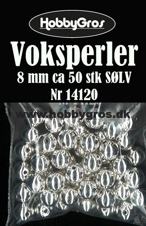 14120 Voksperler 8 mm ca. 50 stk SØLV pynt
