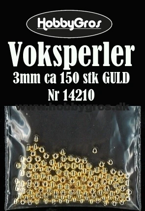 14210 Voksperler 3 mm. ca. 150 stk. GULD pynt